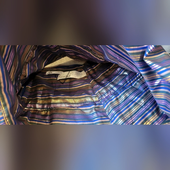 ZARA Limited Edition STRIPED MINI SKIRT Sz Large - Picture 4 of 9